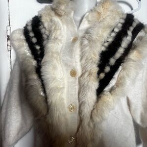 Mitra Dress Suit Sweater Fur Ball Shirt Rabbit Top Long Sleeve Blouse cardigan